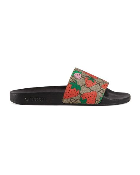 gucci pursuit strawberry gg supreme slides|Gucci platform slide sandals women.